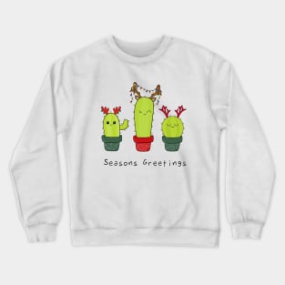 Santa's Reindeer Christmas Cacti Crewneck Sweatshirt